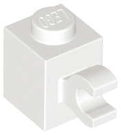 Brick, Modified 1 x 1 with Clip (Horizontal Grip), 60476 White N