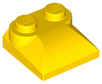 Slope, Curved 2 x 2 x 2/3 with 2 Studs and Curved Sides, 47457 Yellow N
