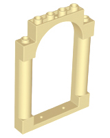 Door, Frame 1 x 6 x 7 Arched with Notches and Rounded Pillars, 40066 Tan N