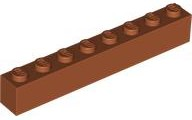Brick 1 x 8, 3008 Dark Orange N