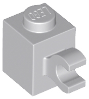 Brick, Modified 1 x 1 with Clip (Horizontal Grip), 60476 Light Bluish Gray N