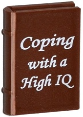 Minifigure, Utensil Book 2 x 3 with White 'Coping with a High IQ' Pattern, 33009pb049 Reddish Brown U