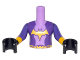 Torso Mini Doll Girl Bright Light Orange Bat Symbol and Belt Pattern, Dark Purple Sleeves with Bright Light Orange Cuffs and Black Hands, FTGpb116c01