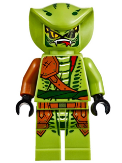 Минифигурка Lego Lasha - Rebooted, Serpentine Snake Scout, Lime with Dark Orange Armor Coverings njo206 (УЦЕНКА, потерто лицо)