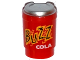 Minifigure, Utensil Cup, Take Out Cup without Top Hole with Metallic Silver Lid and 'BUZZ COLA' Pattern, 15496pb03  