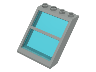 Window 4 x 4 x 3 Roof with Center Bar and Fixed Trans-Light Blue Glass, 6159c01 Light Gray U