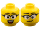 Minifigure, Head Dual Sided Black Eyebrows, Glasses with White Lenses, Open Mouth Smile with Top Teeth and Red Tongue / Dizzy with Medium Nougat Scratches Pattern, 3626pb3773  