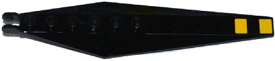 Hinge Plate 3 x 12 with Angled Side Extensions and Tapered Ends with 2 Yellow Stripes Pattern (Sticker) - Sets 60093 / 60173, 57906pb012 Black U