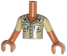 Torso Mini Doll Boy Tan Shirt with Breast Pockets Pattern, Medium Nougat Arms with Hands with Tan Short Sleeves, FTBpb006c01 Medium Nougat U
