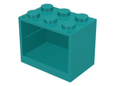 Container, Cupboard 2 x 3 x 2 - Solid Studs, 4532a Dark Turquoise U