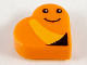 Tile, Round 1 x 1 Heart with Worm, Bright Light Orange Stripe, Black Eyes and Smile Pattern (Sesame Street Slimey), 39739pb04  