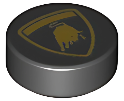 Деталь LEGO Tile, Round 1 x 1 with Lamborghini Bull Logo Pattern 98138pb169 Black N