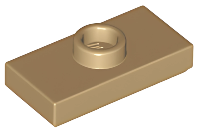 Деталь LEGO Plate, Modified 1 x 2 with 1 Stud with Groove and Bottom Stud Holder (Jumper) 15573 (78823) Dark Tan N