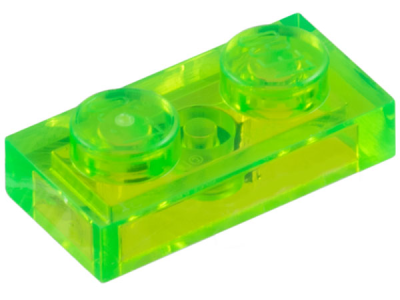 Plate 1 x 2, 3023 Trans-Bright Green N