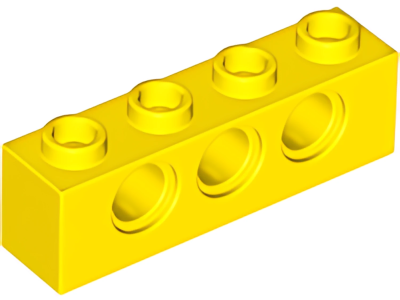 Деталь LEGO Technic, Brick 1 x 4 with Holes 3701 Yellow U