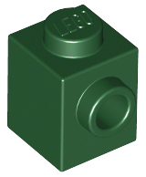 Brick, Modified 1 x 1 with Stud on Side 87087 Dark Green N