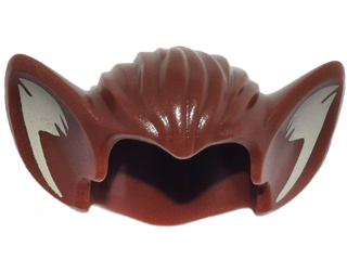 Minifigure, Hair Bat Ears with Tan Inner Ear Pattern, 10301pb03 Reddish Brown U