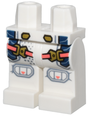 Hips and Legs with Coral Straps with Gold Buckles, Dark Blue Panels, Sand Blue Knee Pads and Dots Pattern, 970c00pb1500 White U
