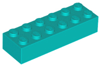 Brick 2 x 6, 2456 Dark Turquoise U