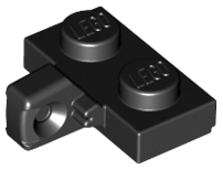 Hinge Plate 1 x 2 Locking with 1 Finger on Side with Bottom Groove, 44567a Black U
