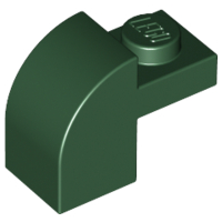 Slope, Curved 2 x 1 x 1 1/3 with Recessed Stud, 6091 Dark Green N