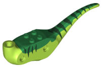 Dinosaur Body Raptor with Green Top with Dark Green Stripes Pattern, 98165c01pb10 Lime U