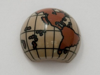 Cylinder Hemisphere 2 x 2 with Cutout with the Americas and South Pacific Reddish Brown Globe Pattern, 61287pb001