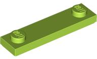 Plate, Modified 1 x 4 with 2 Studs with Groove, 41740 Lime N