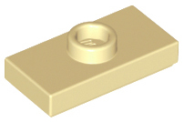 Plate, Modified 1 x 2 with 1 Stud with Groove and Bottom Stud Holder (Jumper), 15573 Tan U
