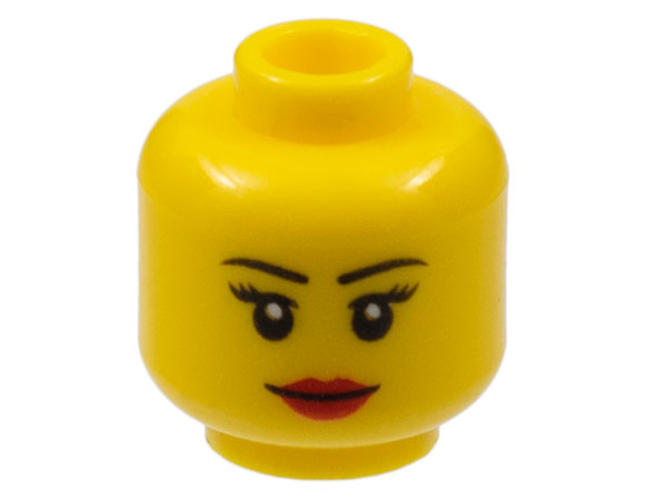 Голова Lego Minifigure, Head Female Black Eyebrows, Red Lips Smile Pattern - Hollow Stud 3626cpb0629