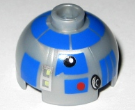 Brick, Round 2 x 2 Dome Top with Blue Pattern (R2-D2 Clone Wars), 553pb006