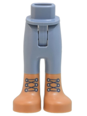Mini Doll Hips and Trousers with Back Pockets with Molded Medium Nougat Lower Legs / Boots and Printed Black Laces Pattern - Thin Hinge, 67072c00pb004 Sand Blue N