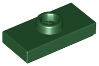 Plate, Modified 1 x 2 with 1 Stud with Groove and Bottom Stud Holder (Jumper), 15573 Dark Green N