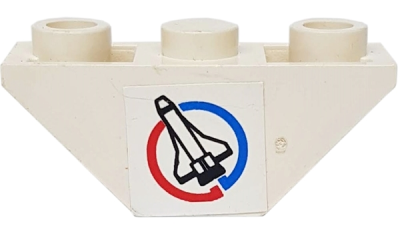 Slope, Inverted 45 3 x 1 Double with Space Shuttle in Blue and Red Circle (Launch Command Logo) Pattern Left (Sticker) - Set 6336, 2341pb05 White U