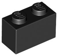 Brick 1 x 2, 3004 Black N
