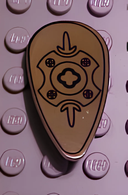 Деталь LEGO Щит Lego Minifigure, Shield Ovoid with Gold Chrome and Geometric Oriental Pattern 2586px12 N