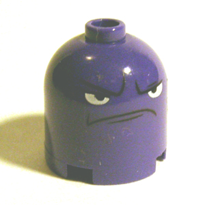 Brick, Round 2 x 2 x 1 2/3 Dome Top with Frown Face and Angry Eyes Pattern, 30151pb02