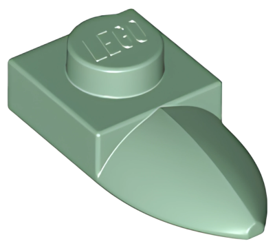 Деталь LEGO Plate, Modified 1 x 1 with Tooth Horizontal 49668 (35162, 49673) Sand Green U 