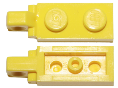 Hinge Plate 1 x 2 Locking with 1 Finger on End without Bottom Groove, 44301b Yellow U