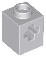 Technic, Brick 1 x 1 with Axle Hole, 73230 Light Bluish Gray N