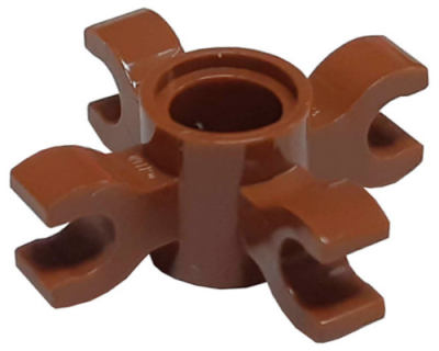 Technic, Pin Connector Round with 4 Clips (Horizontal Grip), 90202 Reddish Brown U
