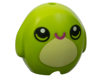 Minifigure, Utensil Pillow Plush Toy with Frog with Black Eyes, Magenta Mouth and Bright Light Yellow Stomach Pattern, 6330pb01 Lime U