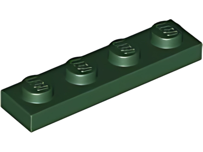 Деталь LEGO Plate 1 x 4 3710 Dark Green N