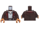 Torso Jacket with Clasps and Dark Red Plaid Lining over Light Bluish Gray Shirt, Light Nougat Neck with Chest Hair, Belt with Buckle Pattern / Dark Brown Arms / Dark Orange Hands, 973pb5767c01  