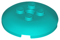 Brick, Round 4 x 4 x 2/3 Dome Top with Hole, 65138 Dark Turquoise U