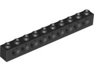 Technic, Brick 1 x 10 with Holes, 2730 Black N