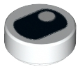 Tile, Round 1 x 1 with Black Eye Squinting with Pupil in Corner Pattern, 98138pb066 White N