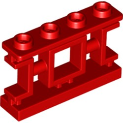 Fence 1 x 4 x 2 Ornamental Asian Lattice with Square and 4 Studs, 32932 Red N