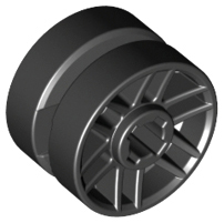 Wheel 14mm D. x 9.9mm with Center Groove, Fake Bolts and 6 Double Spokes, 11208 Black U