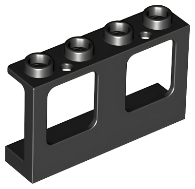 Деталь LEGO Window 1 x 4 x 2 Plane, Single Top Hole and Single Bottom Hole for Glass 61345 Black N